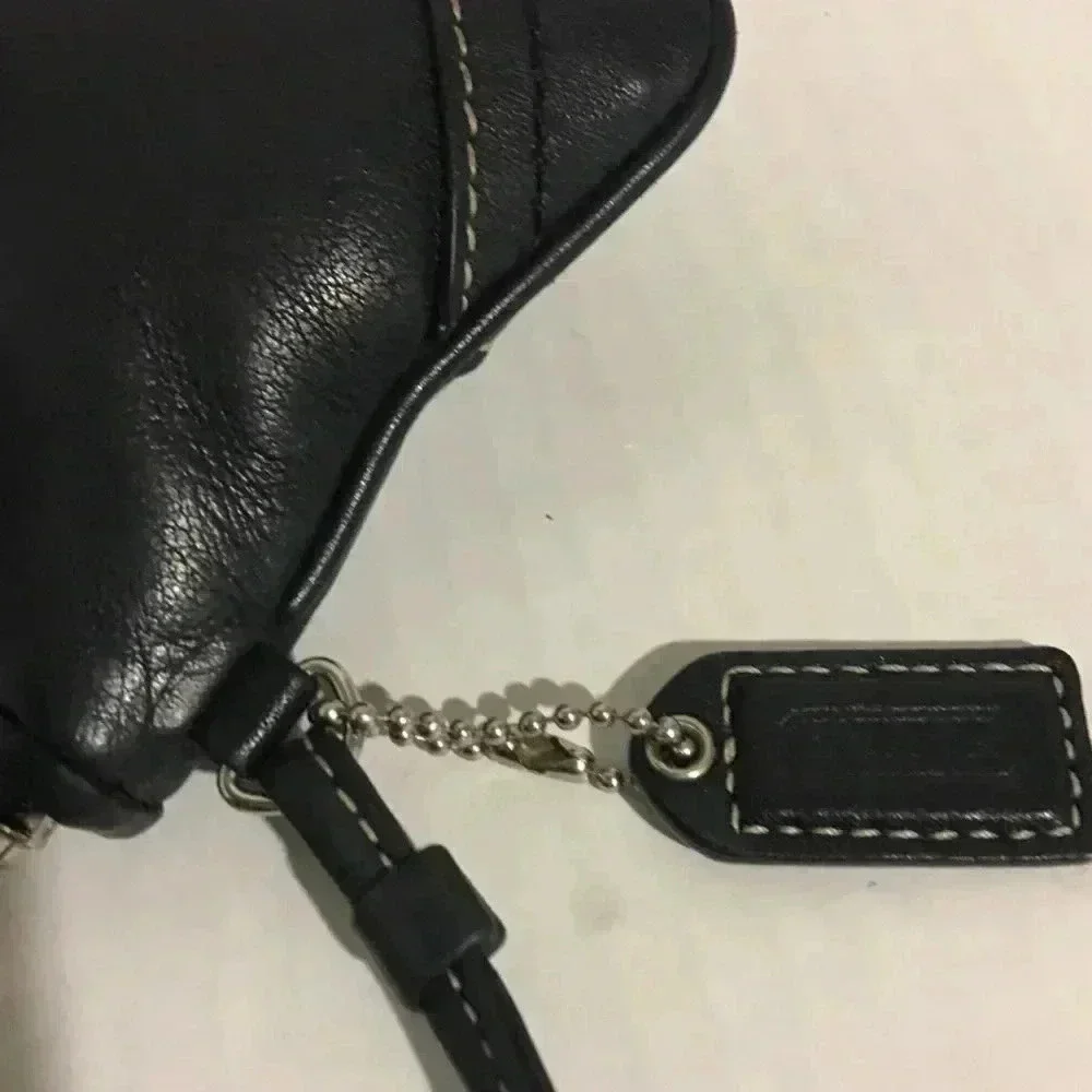 Coach Black leather wristlet bag
